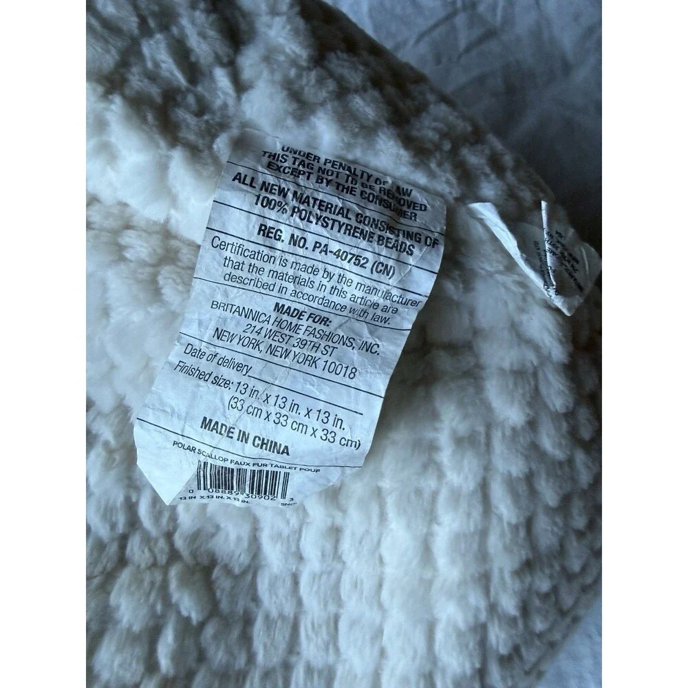 UGG Tablet Laptop Dawson Pouf Beanbag - Off White Faux Fur Pillow w/Pocket
